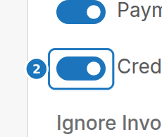Credit Notes Enabled toggle in Billing Behaviour