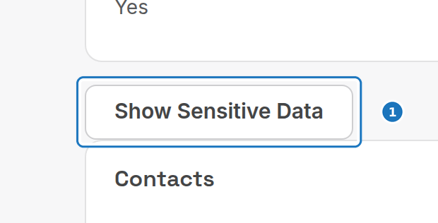 Show Sensitive Data button