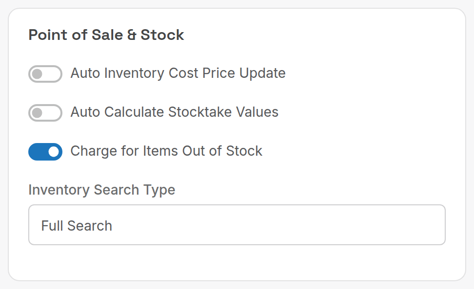 Point of Sale & Stock card