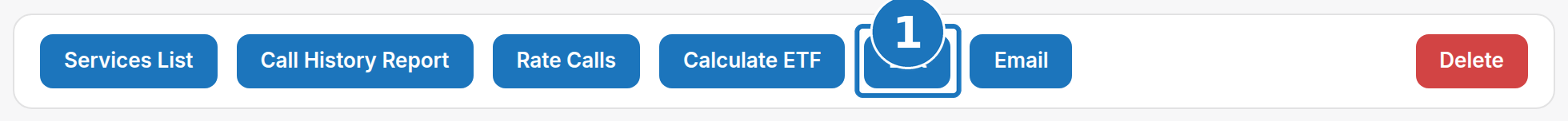 Service action bar with the Edit button