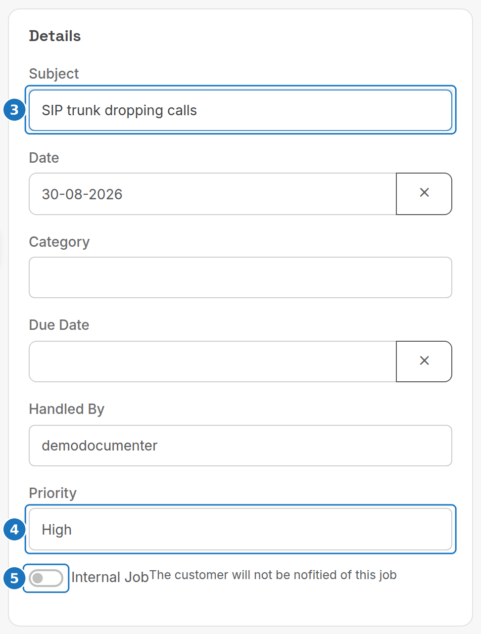 Job Details card