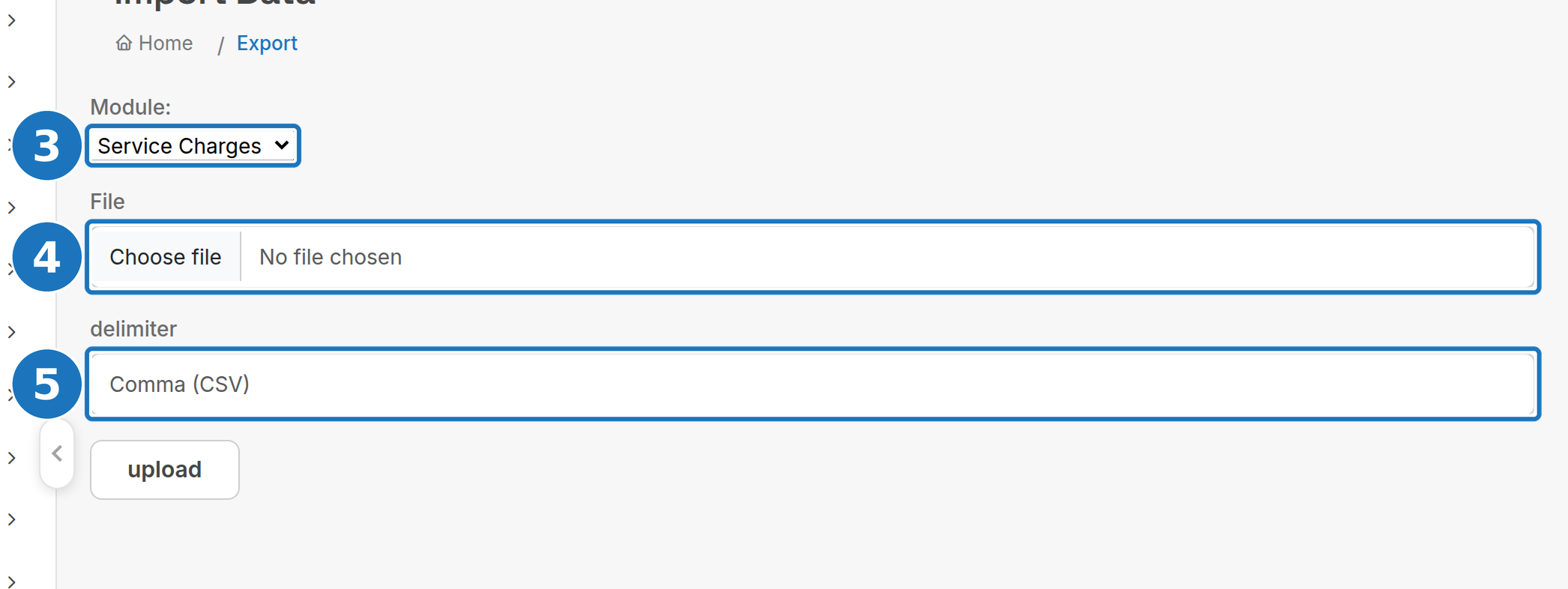 Import Data form