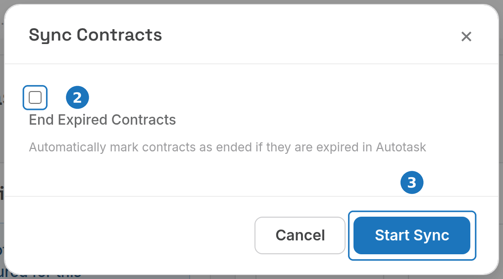 Sync Contracts dialog