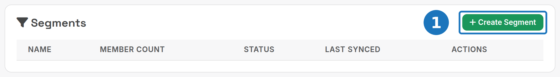 Segments card with Create Segment button