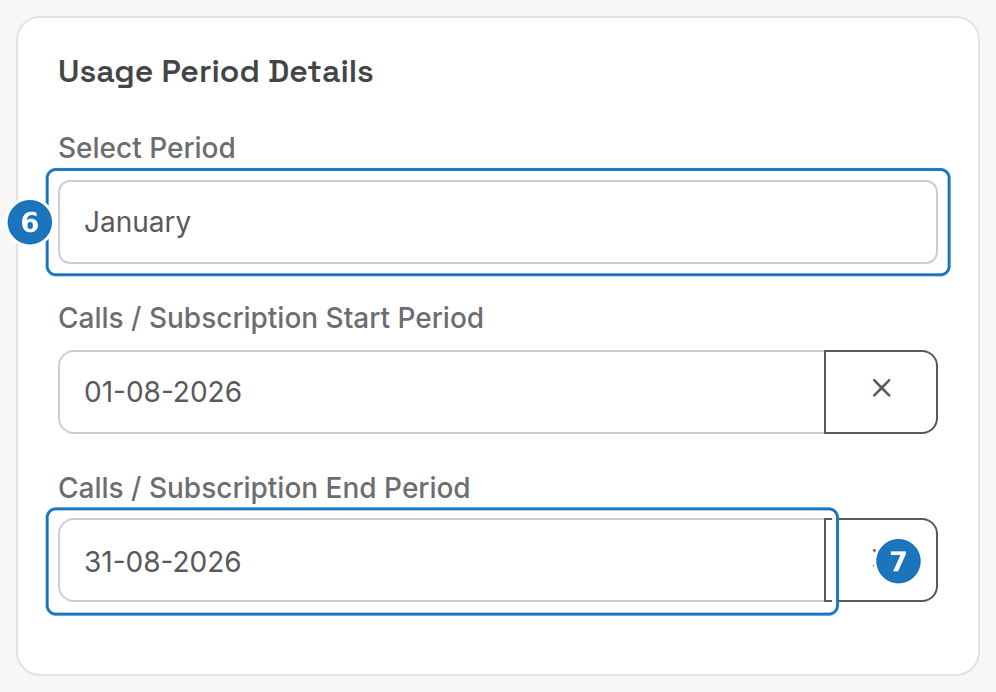 Usage period card