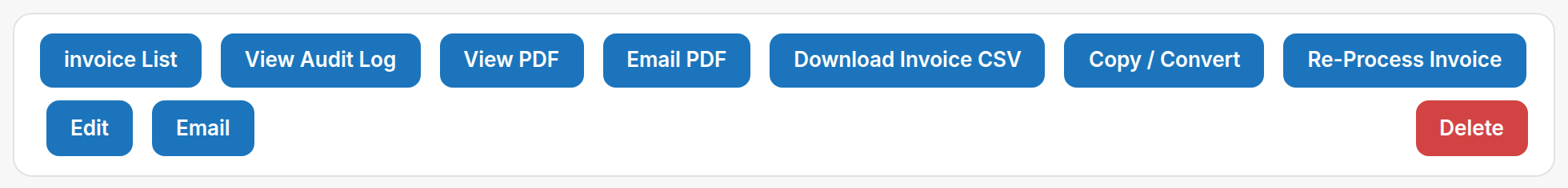 Invoice action bar