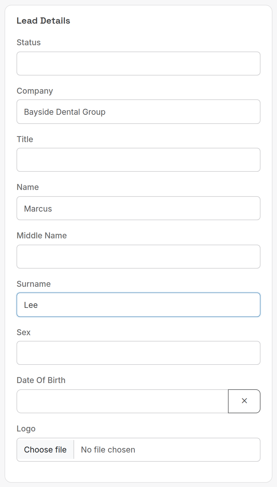 Lead Details card