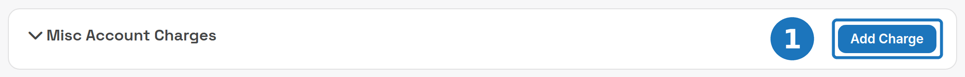 Misc Account Charges card with the Add Charge button