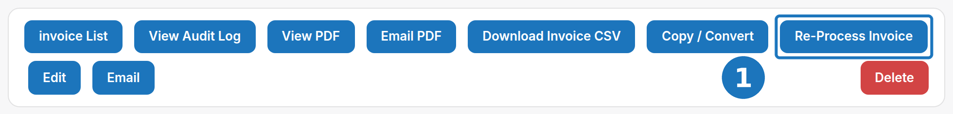 Re-Process Invoice button