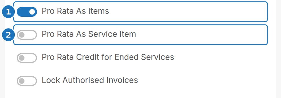 Pro rata options in Billing Behaviour