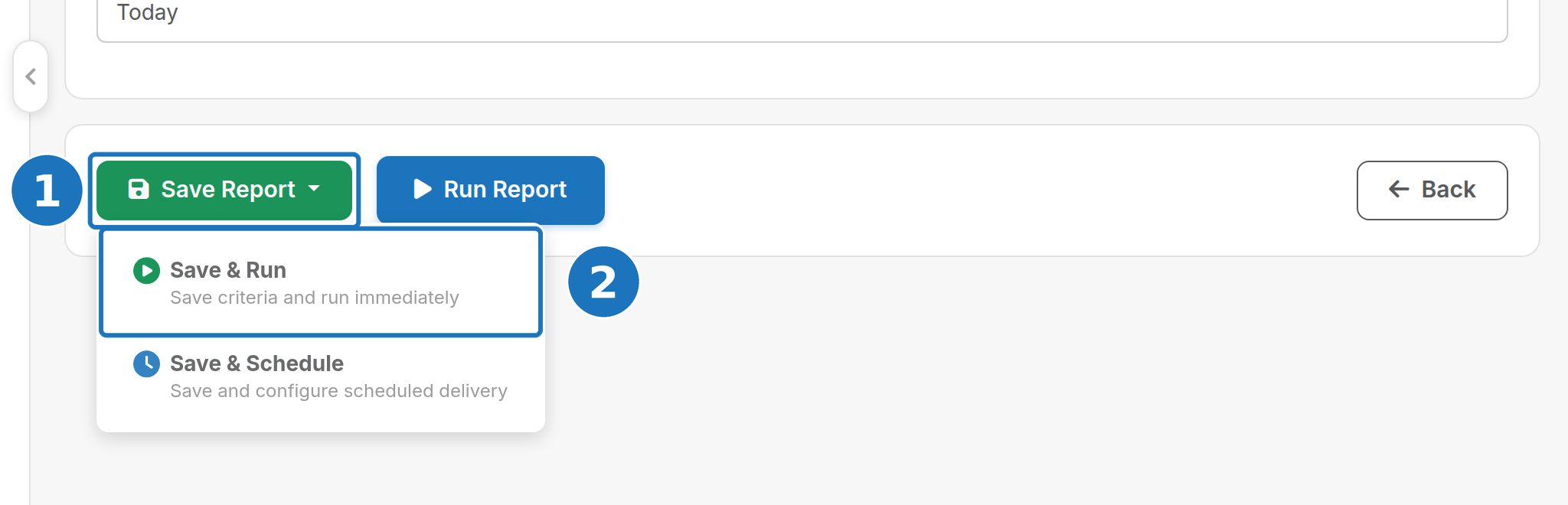 Save Report menu
