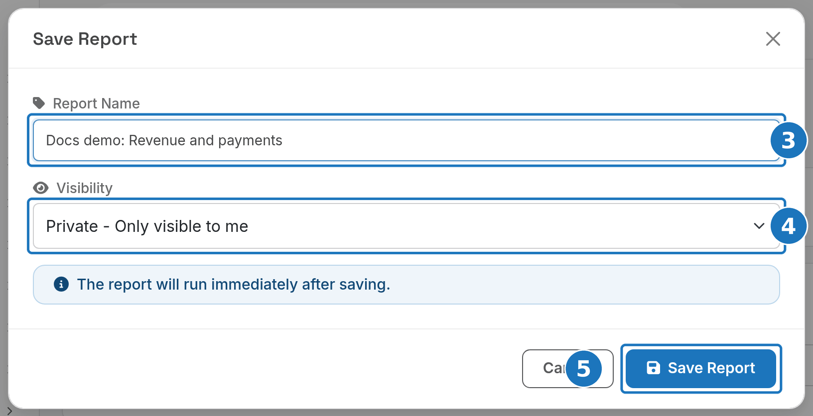 Save Report dialog