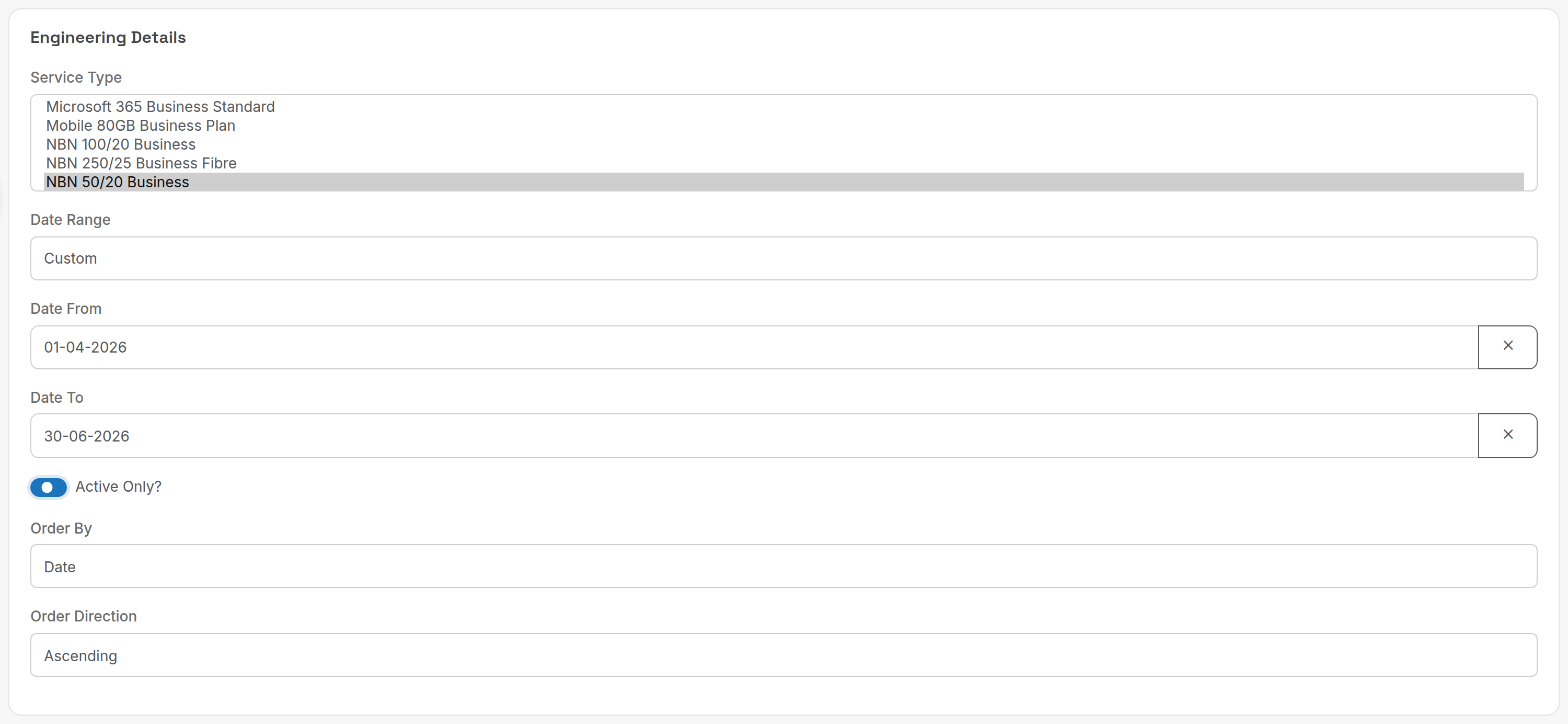 Engineering Details criteria