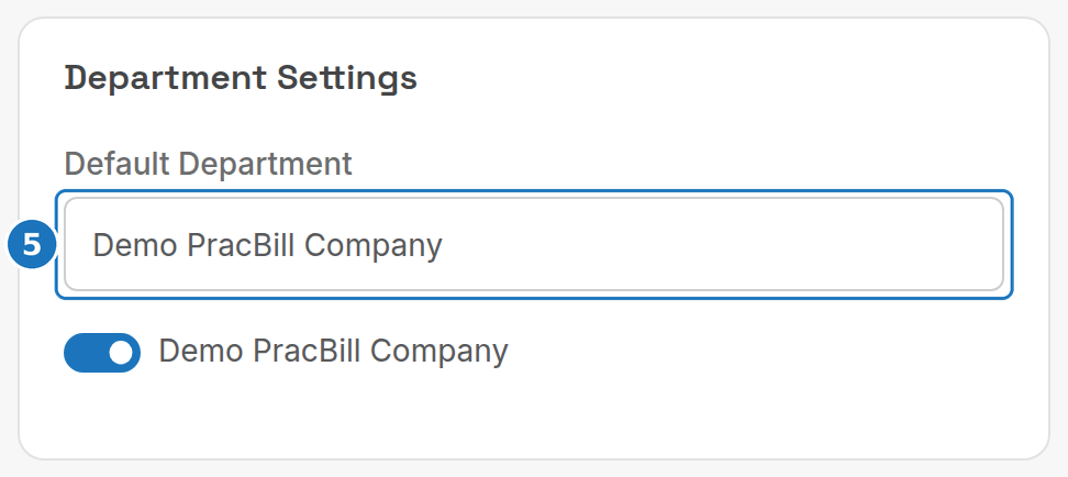Department Settings card on the user form
