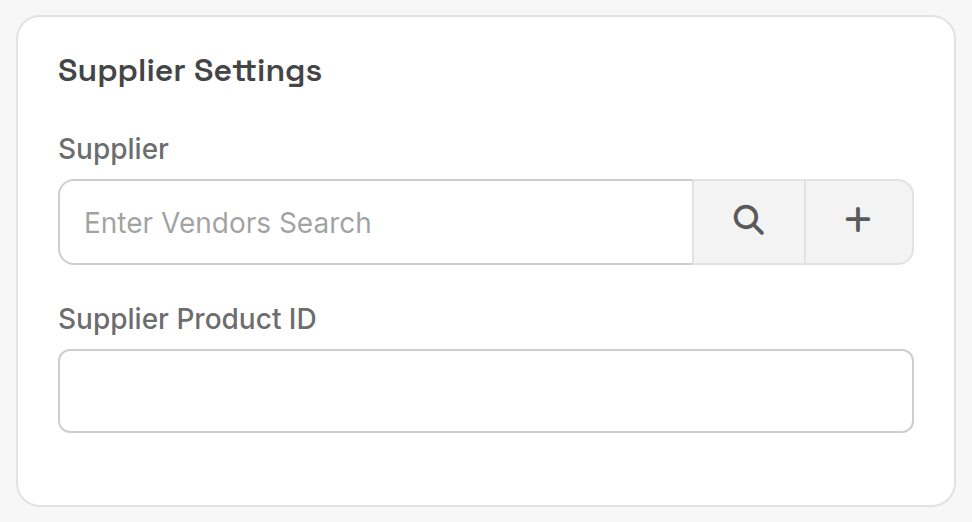 Supplier Settings card