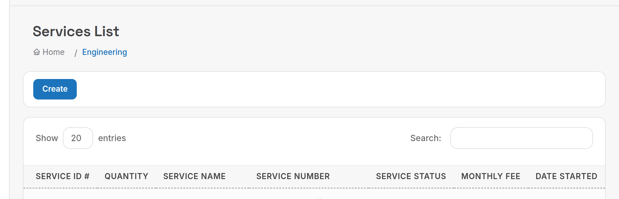 Services list