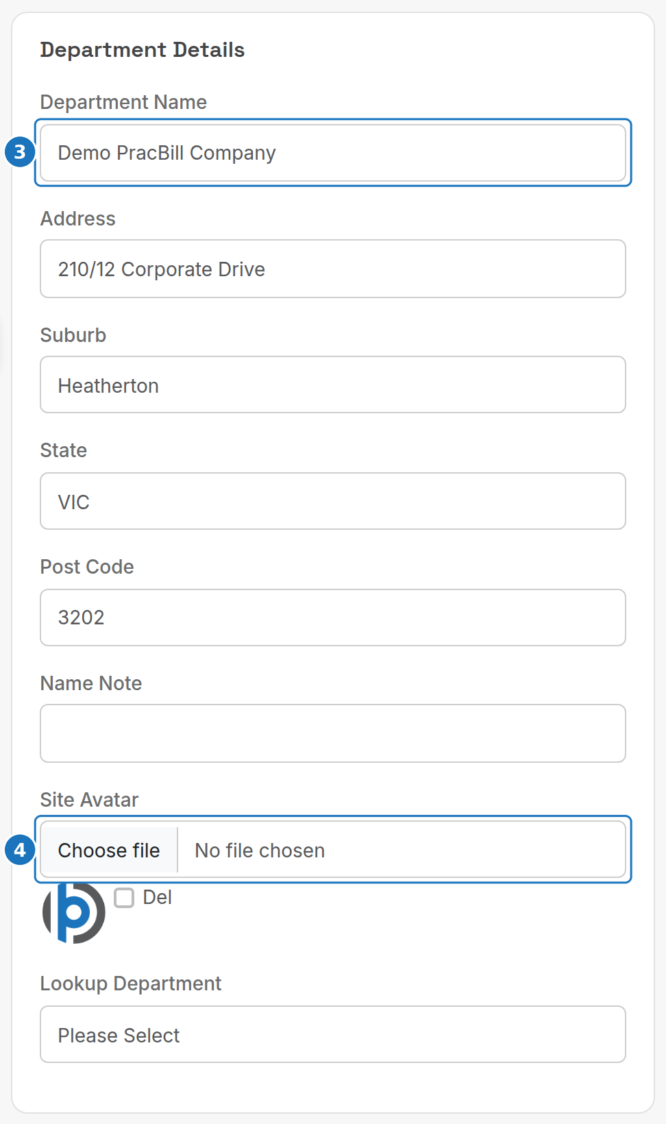 Department Details card