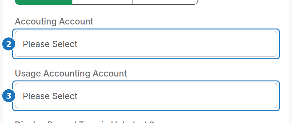 Service type GL account fields