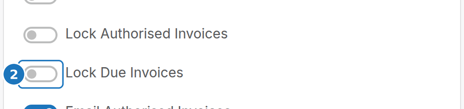 Lock Due Invoices toggle