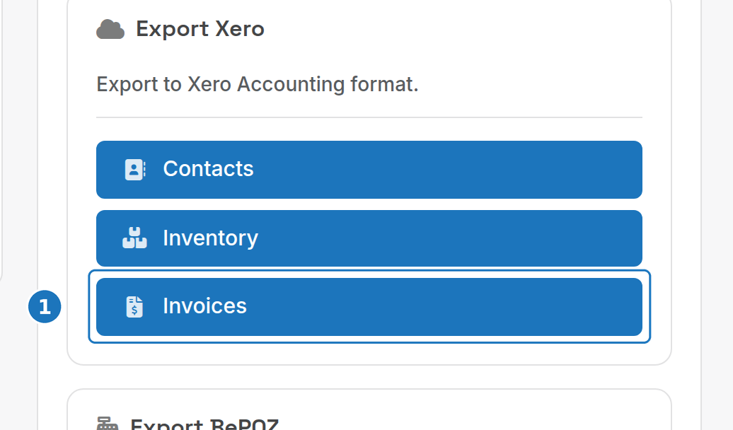 Export Xero card